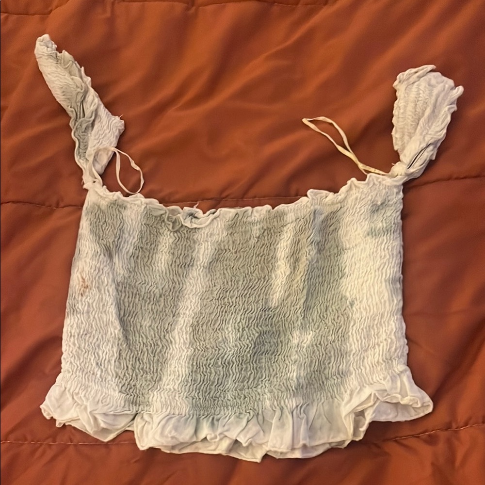 Cream Smocked Ruffled Camisole
